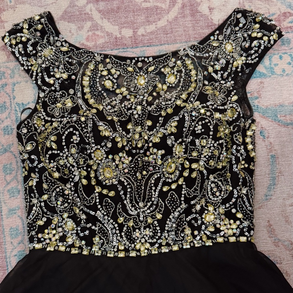 Sherri Hill Beaded Black Fit & Flare Dress